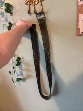 Olive Green Double-Row Grommet Canvas Belt